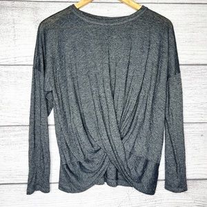 Babeau Gray Twist Draped Long Sleeve T-Shirt Size Small
